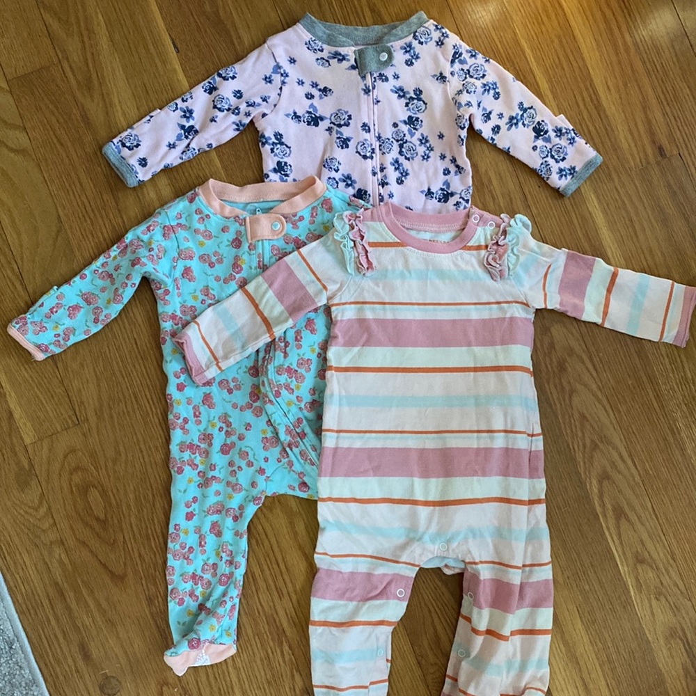 3 0-3 Burt’s Bees pajamas baby girl bundle